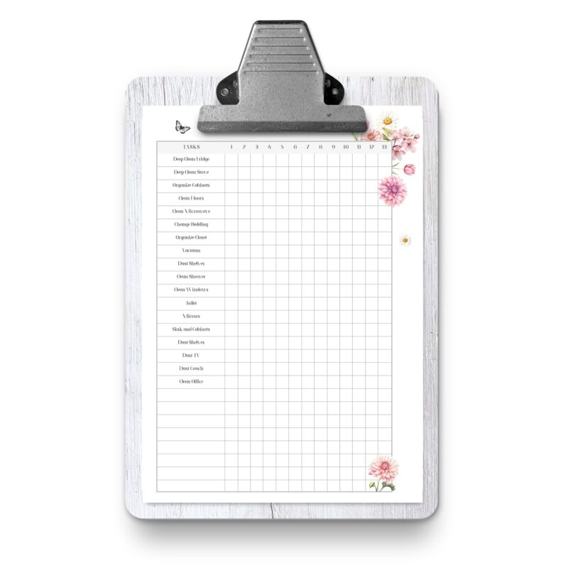 A5 planner insert for monthly chores and cleaning