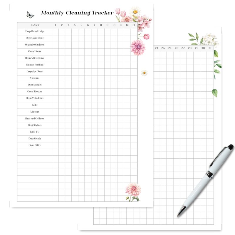 Two-page cleaning checklist layout