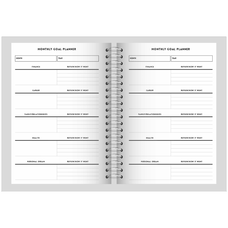 A5 minimalistic monthly planning sheet