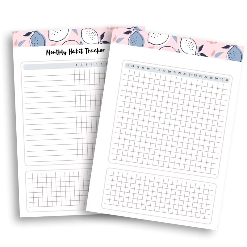 Planner insert habit tracker in minimalist design
