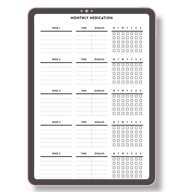 Planner setup with health-focused insert