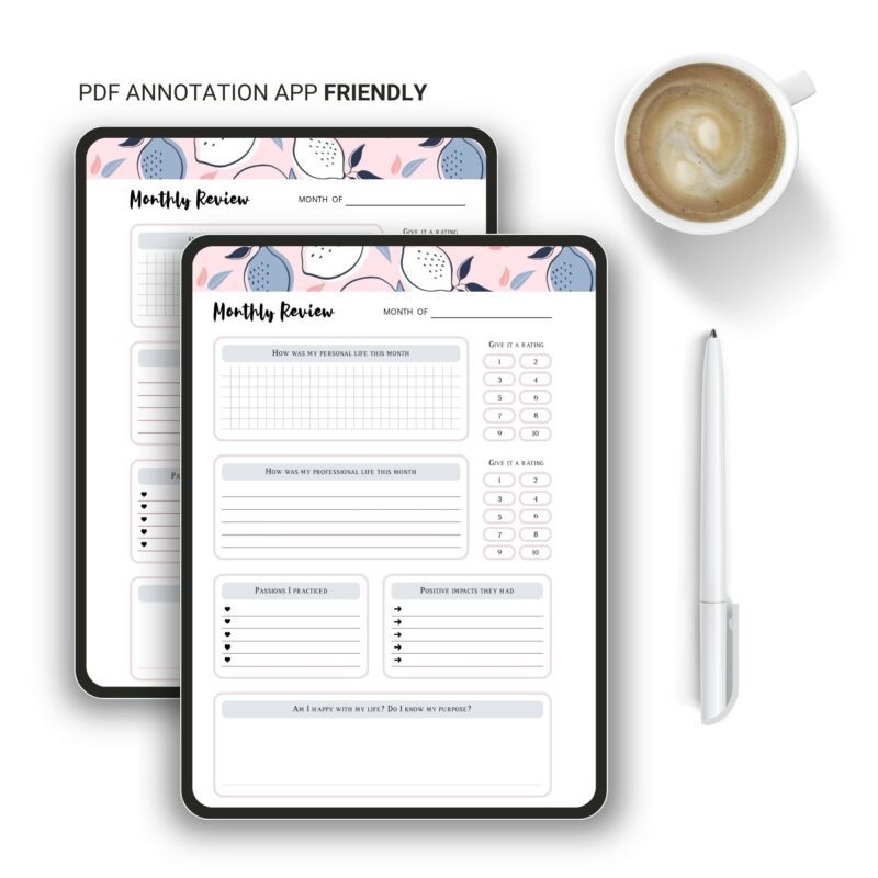 Printable monthly planner insert A5 size