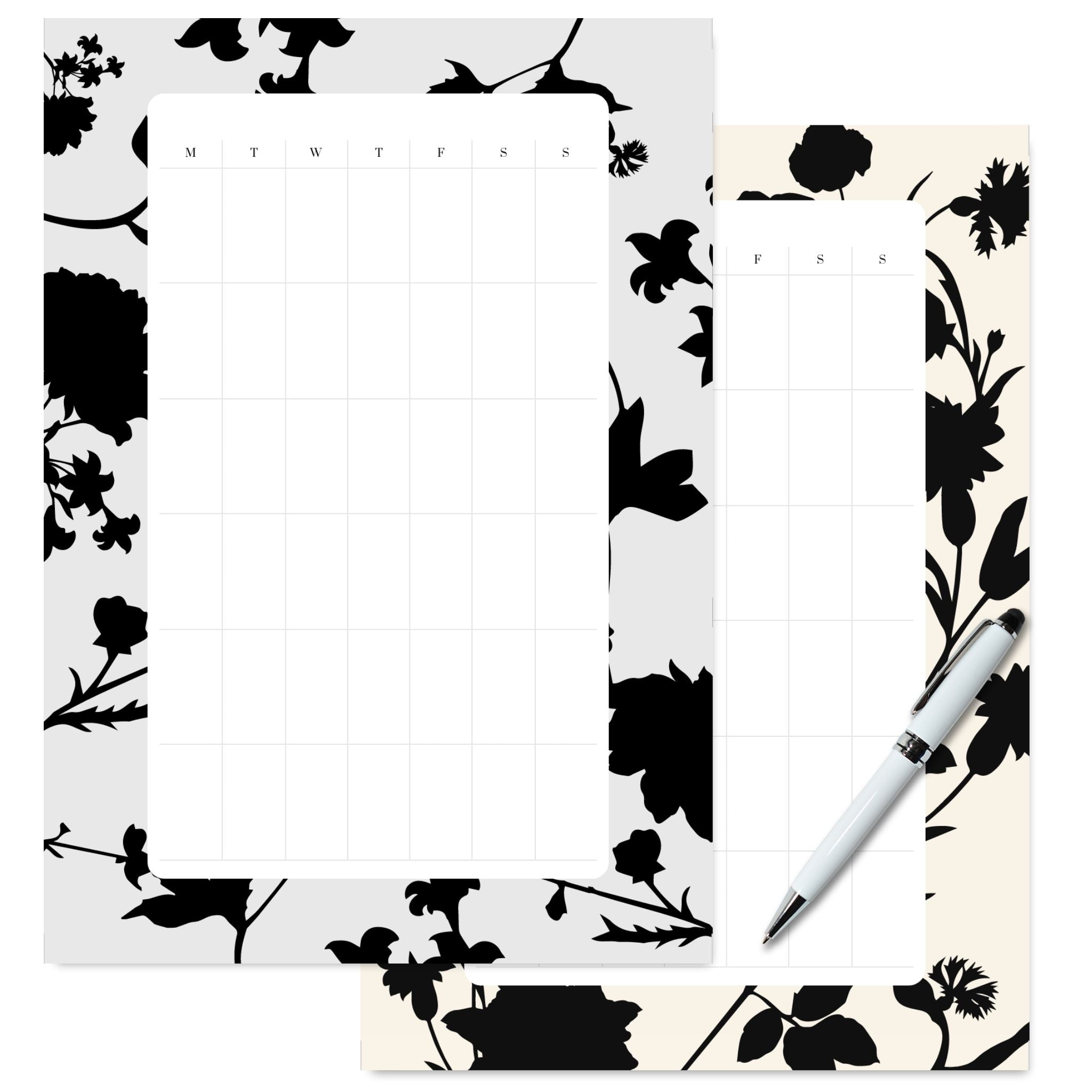Minimalist monthly calendar grid A5 PDF