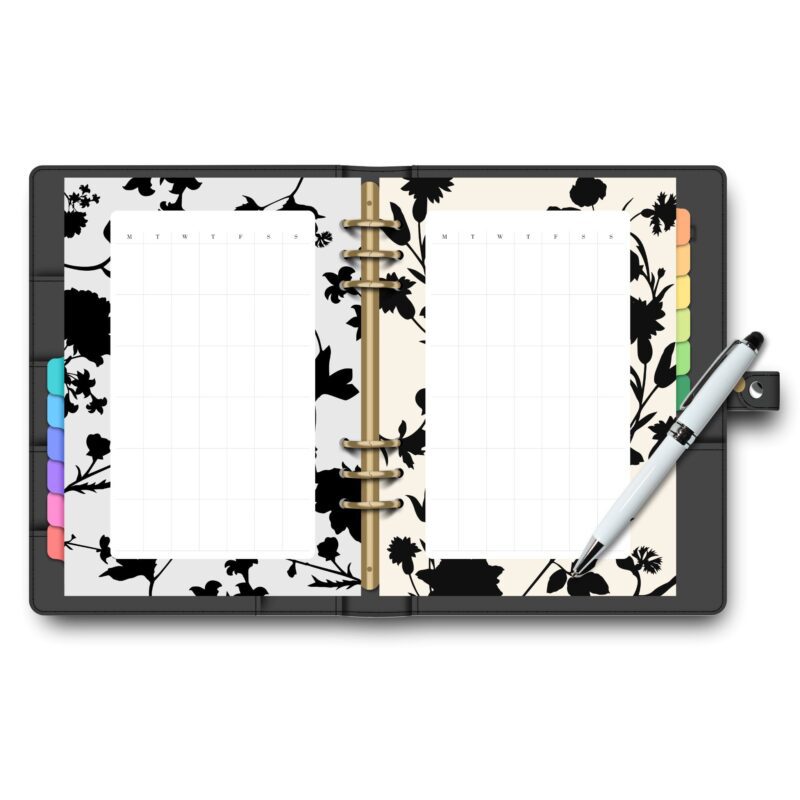 Monthly silhouette design planner insert