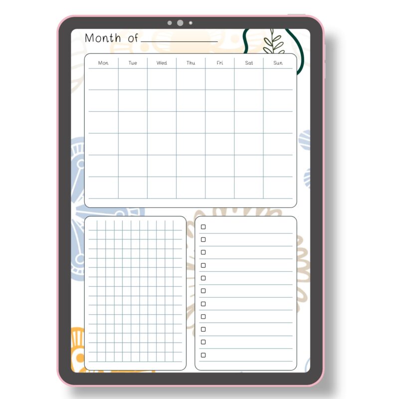 Printable PDF monthly overview with spring details