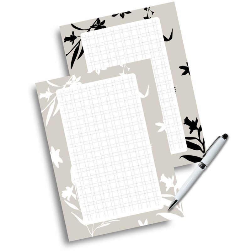 Printable notes page with silhouette design