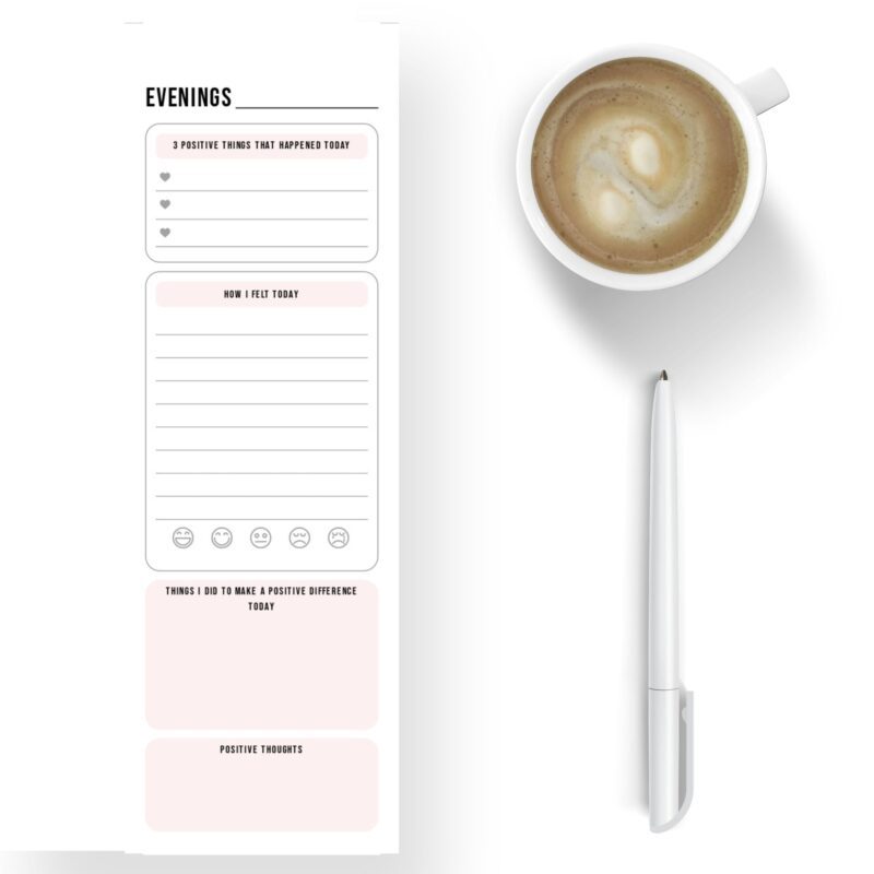 Evening reflection page PDF for gratitude notes