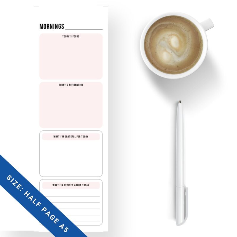 Morning gratitude journaling layout planner insert