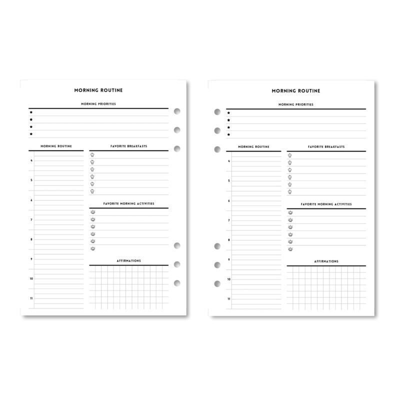Daily breakfast and activity tracker printable