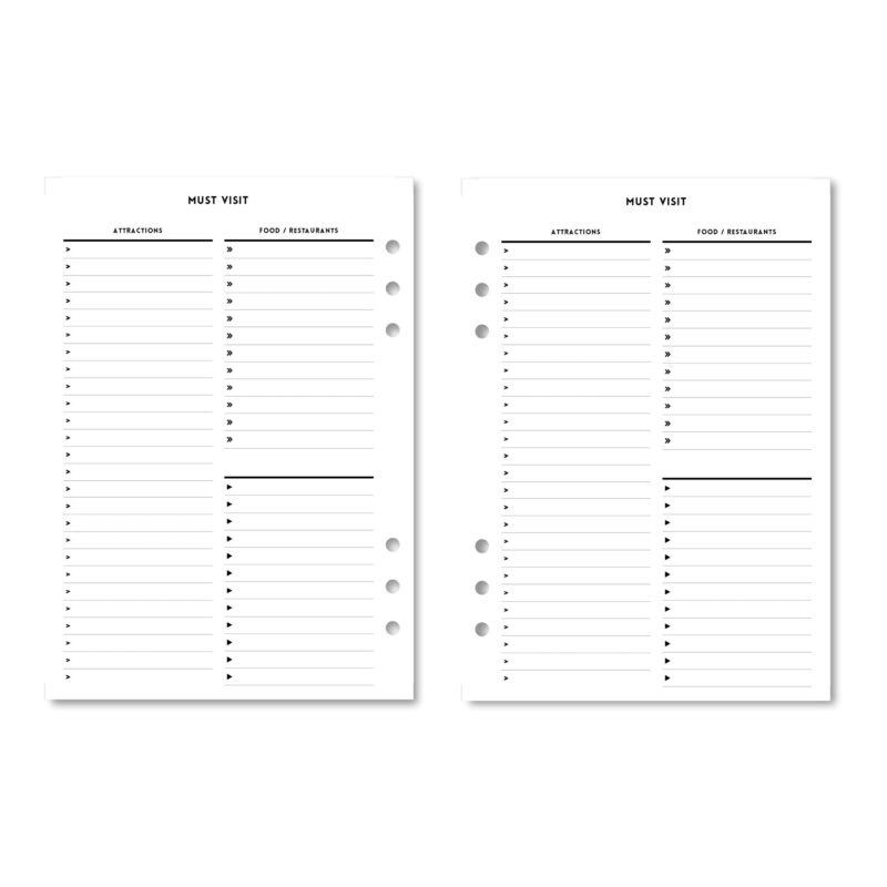 Travel planner insert laid flat on map