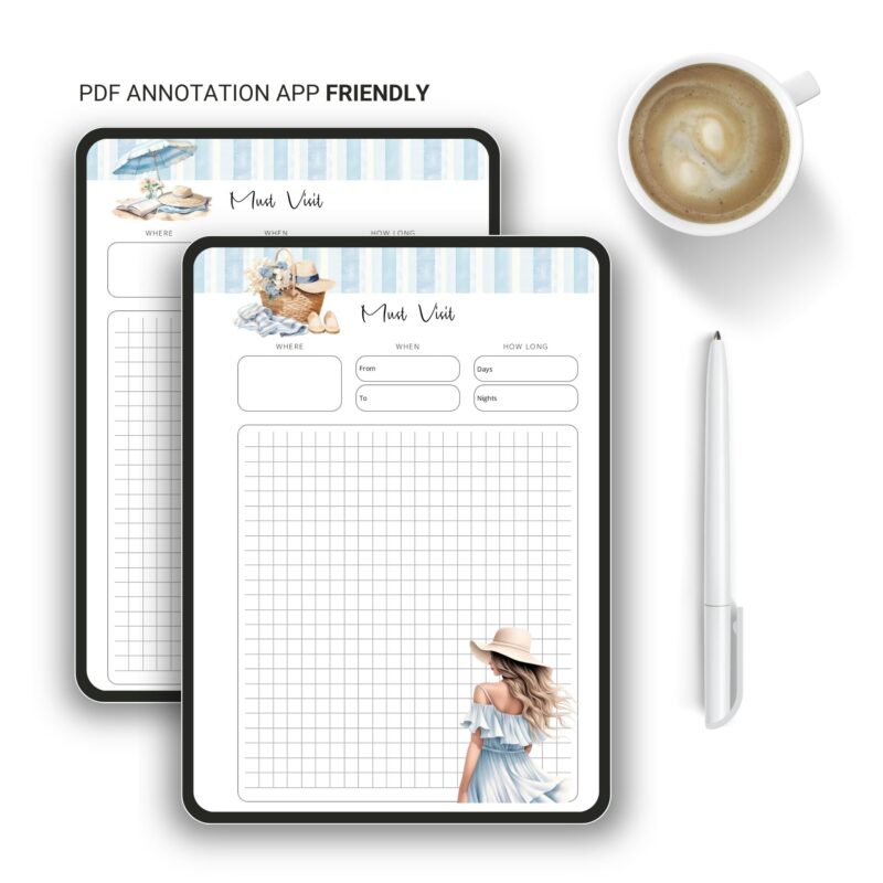 Must Visit Travel Planner – Beach-Inspired A5 Printable PDF - Image 7