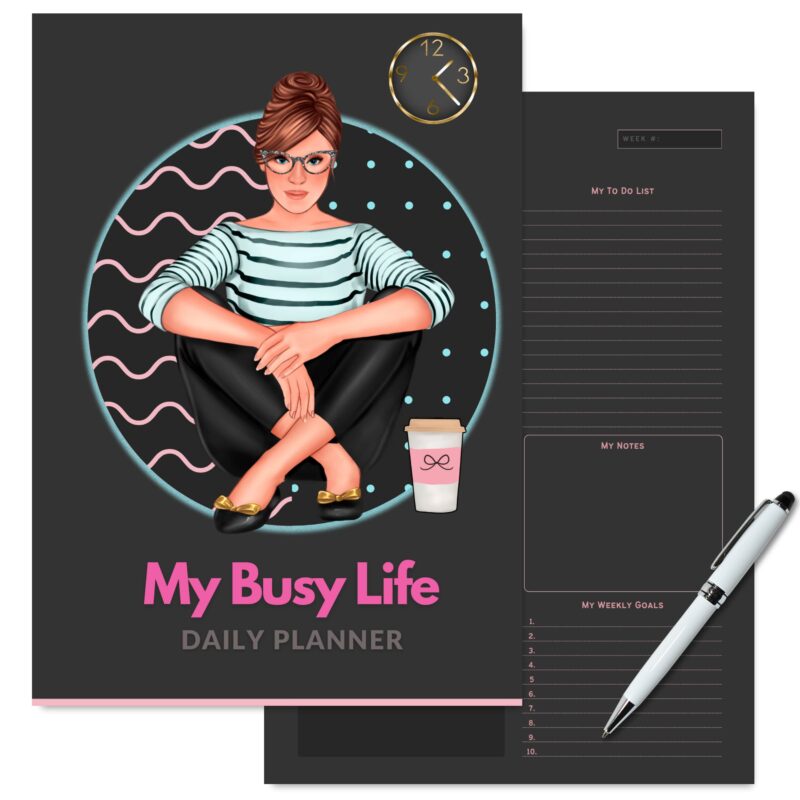 My Busy Life planner showing water and coffee tracking