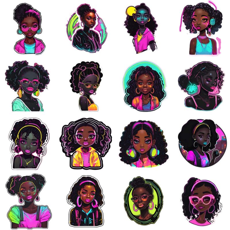 Neon Girl stickers used in GoodNotes planner