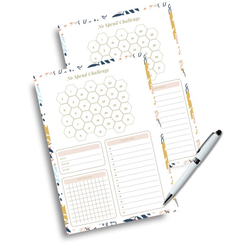 Daily spending challenge log for budget planning
