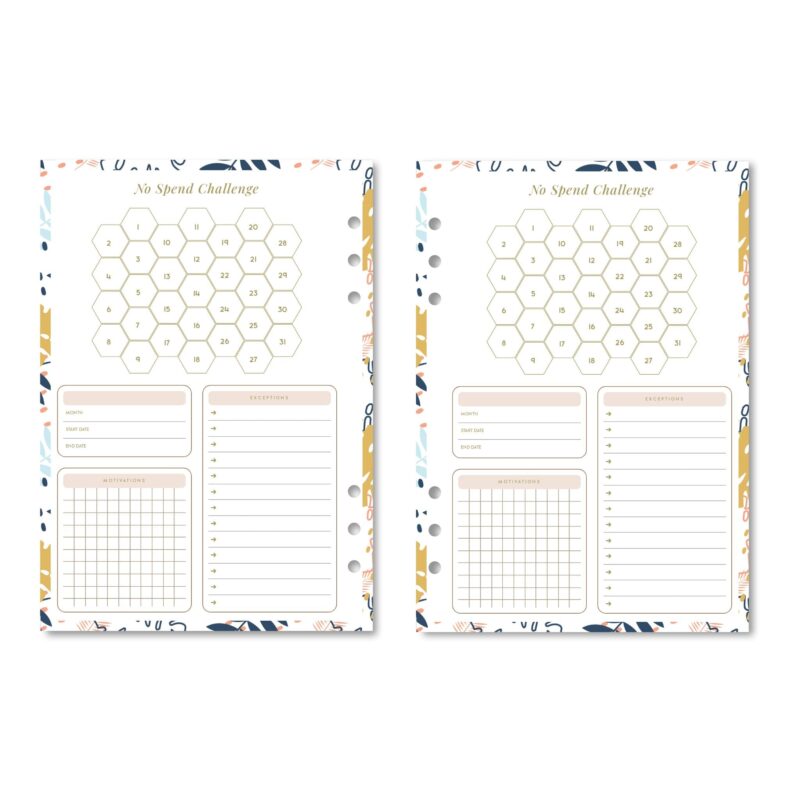Floral abstract design on budget challenge pages