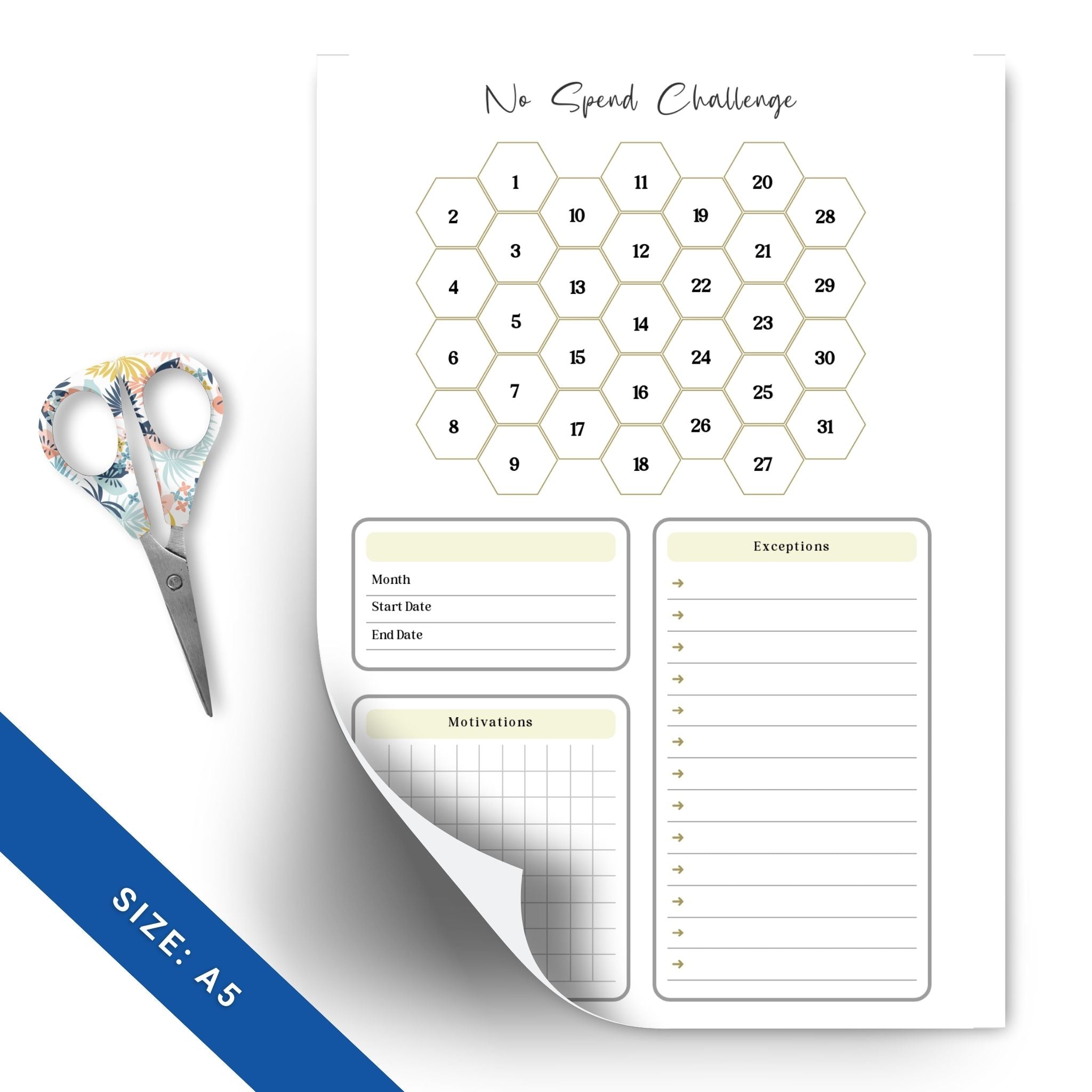 Daily spending tracker for no-spend challenge