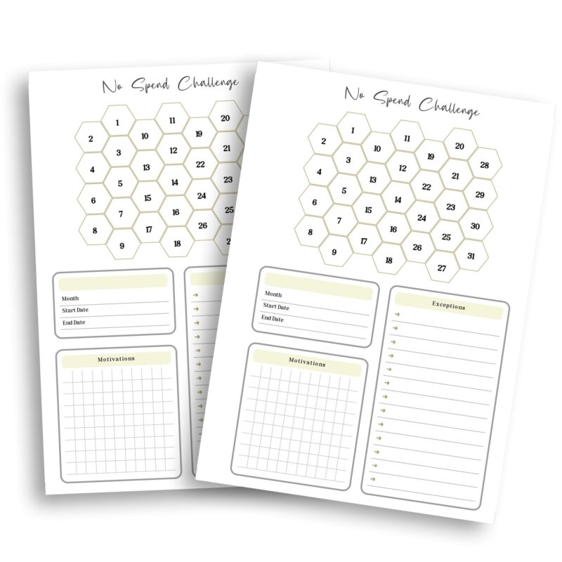 A5 printable budget challenge insert layout