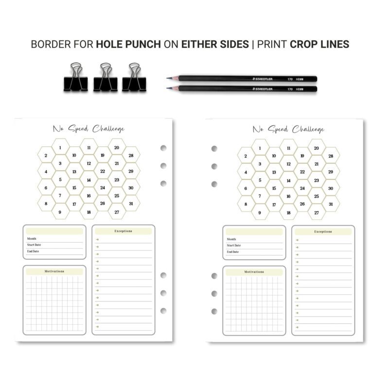 No spend tracking sheet in planner binder