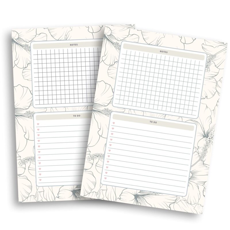 Floral sketch design on printable planner pages