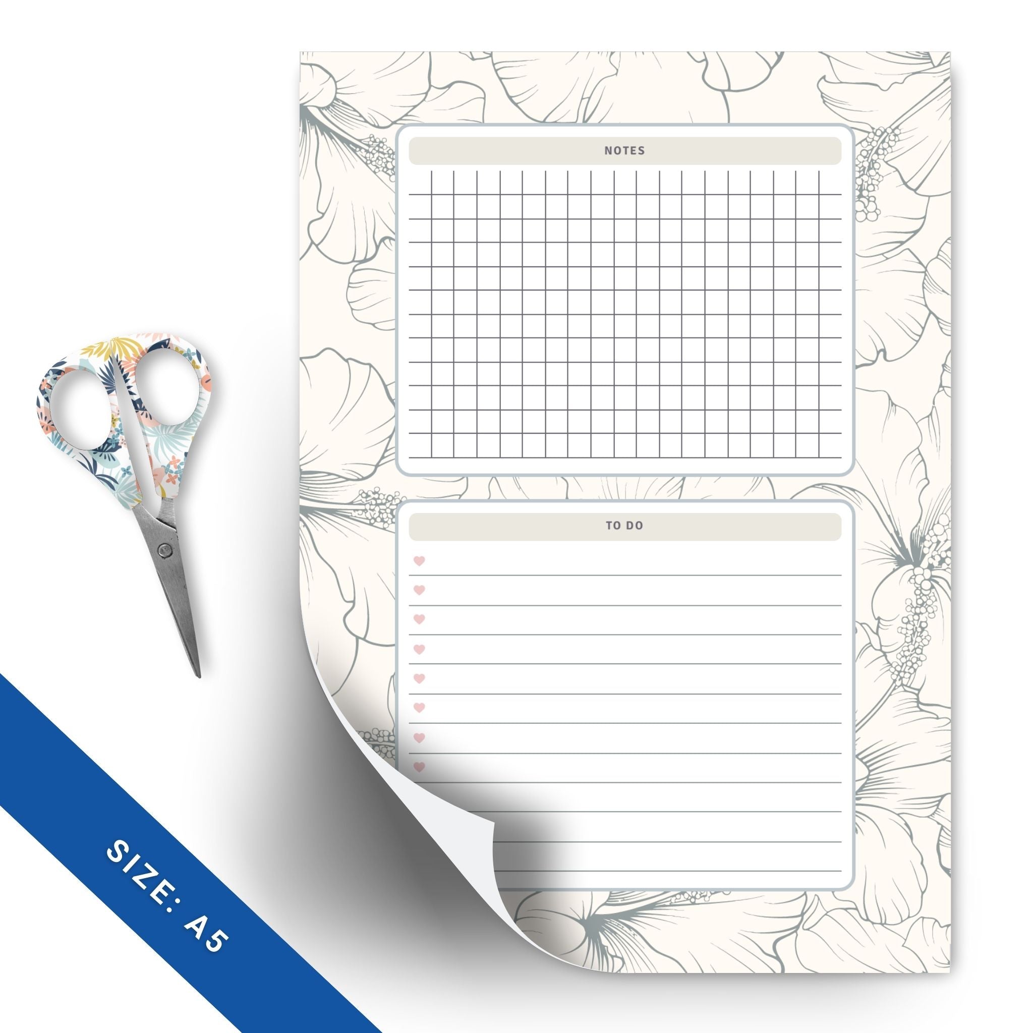 Two-page A5 planner insert for notes and tasks