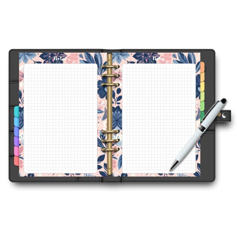A5 printable notes with elegant floral border