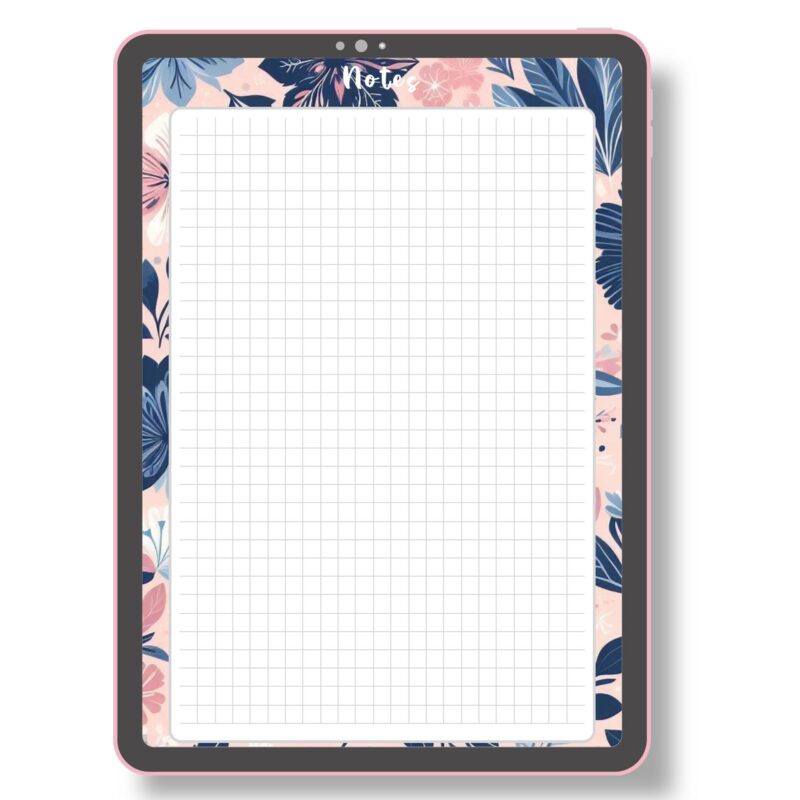 Notes pages in planner showing pink navy theme