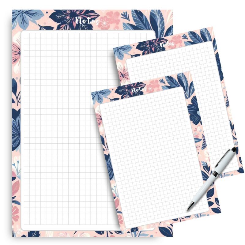 Pink and navy floral notes pages for planners
