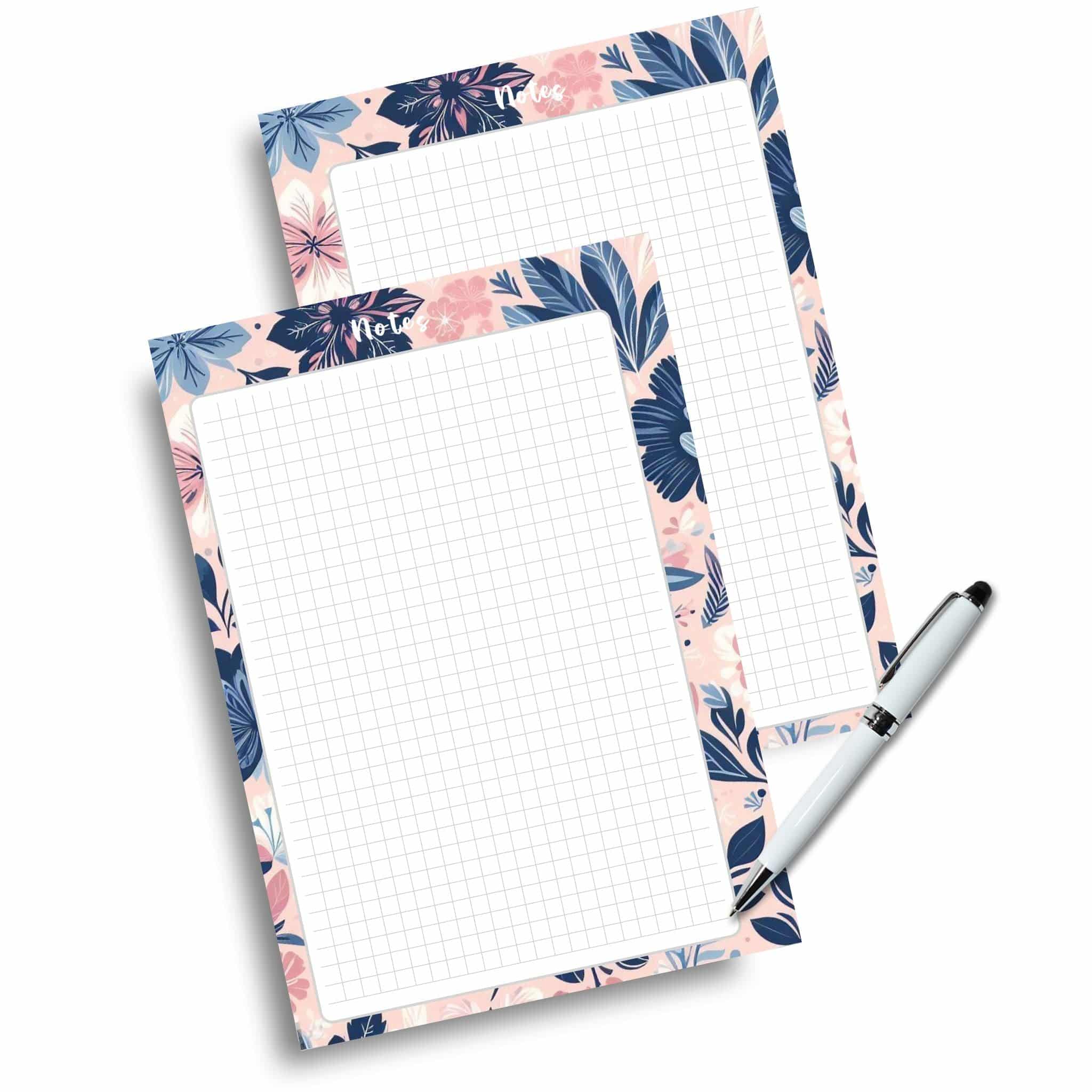 Two-page A5 notes insert showing floral pattern
