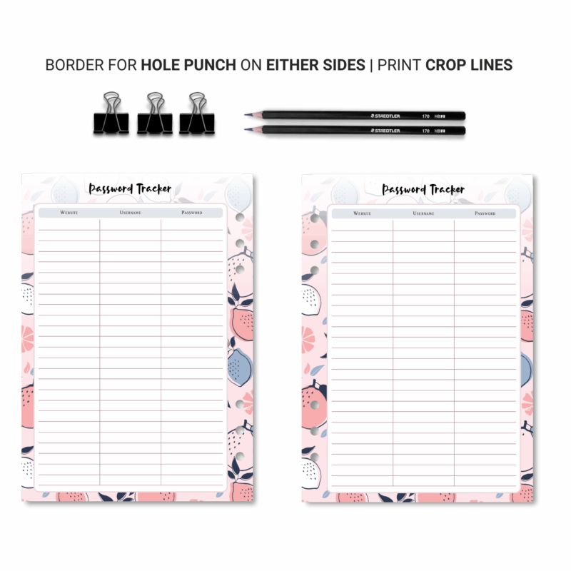 Account login tracker printable on desk setup