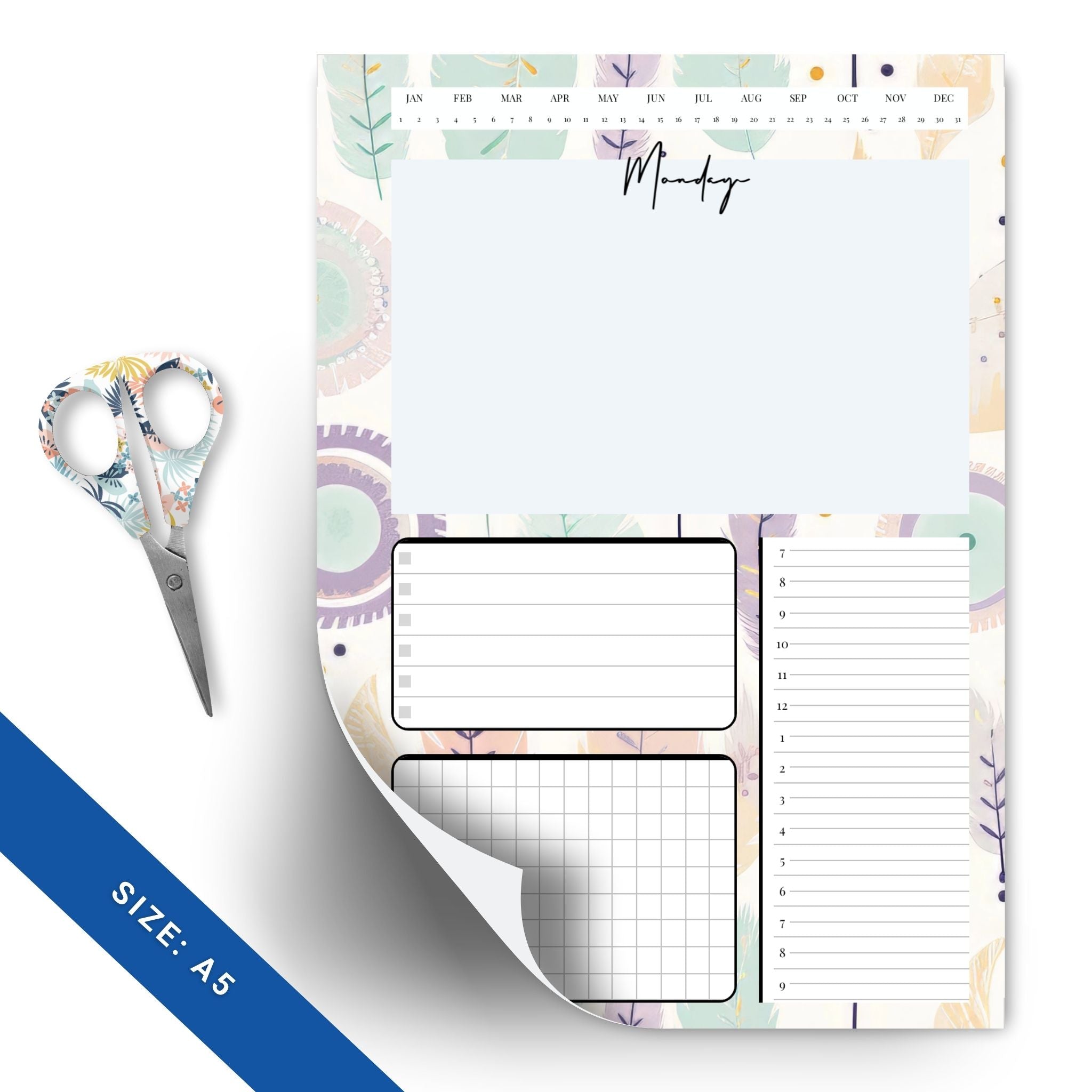 Pastel weekly planner pages with notes section