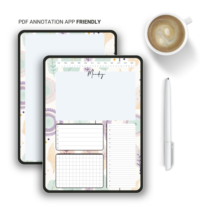 Soft pastel planner pages for flexible weekly planning