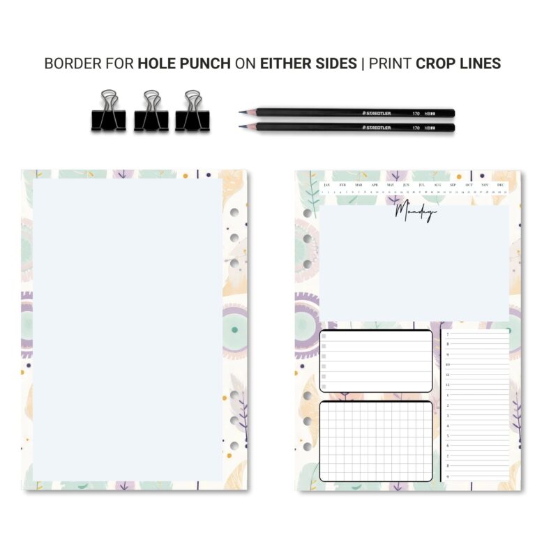 Eight page pastel weekly planner PDF