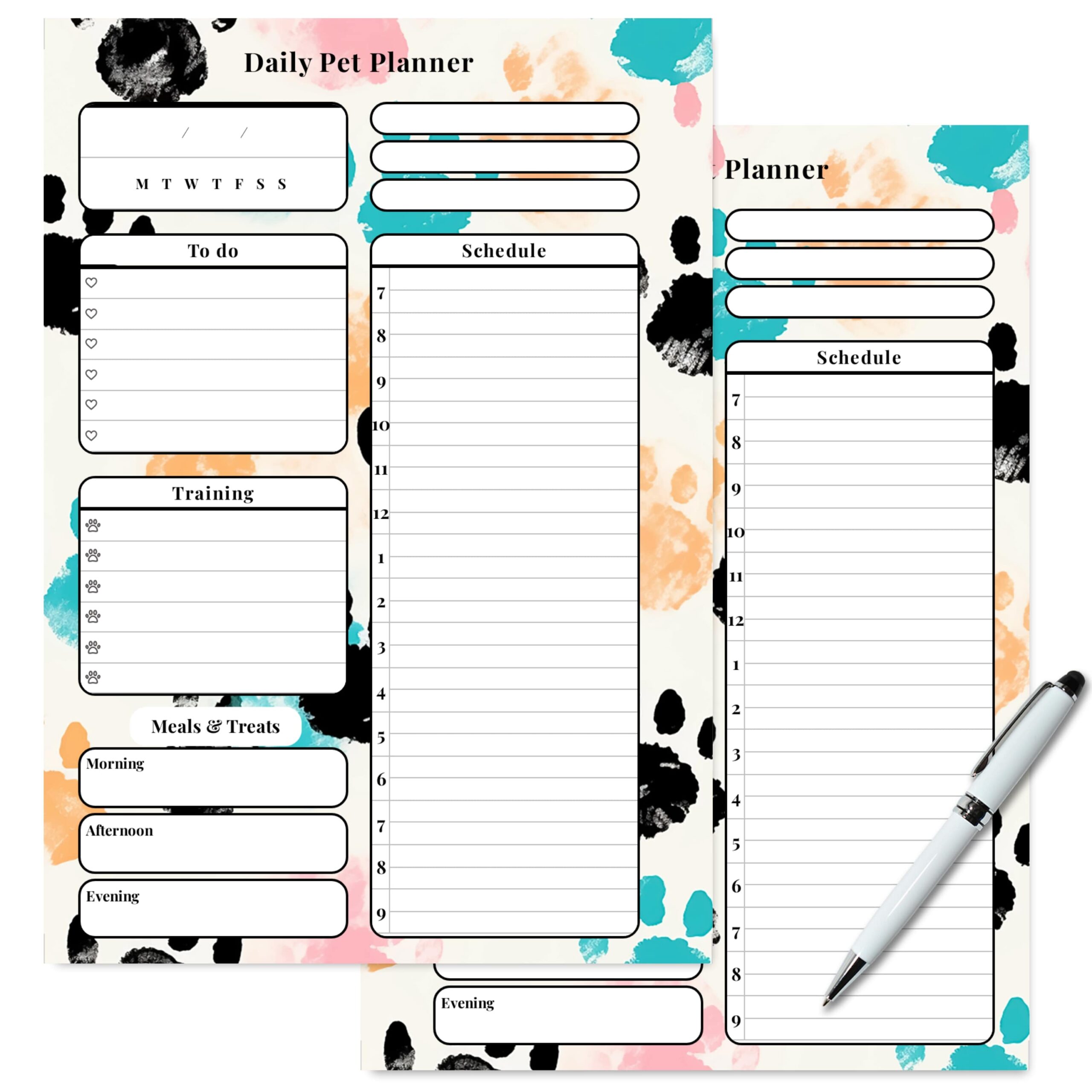 Daily Pet Planner with schedule, meals, and training goals