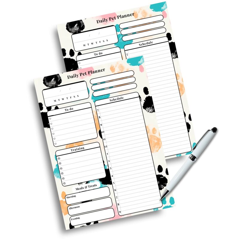 A5 pet schedule tracker printable two-page layout