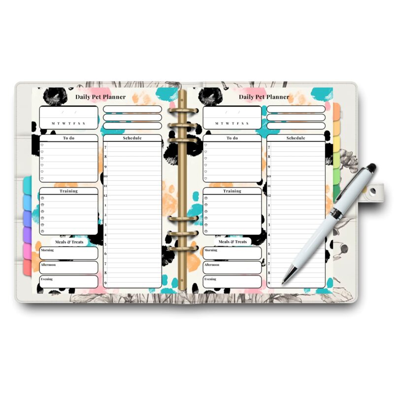 Daily Pet Planner page with meals and treats section