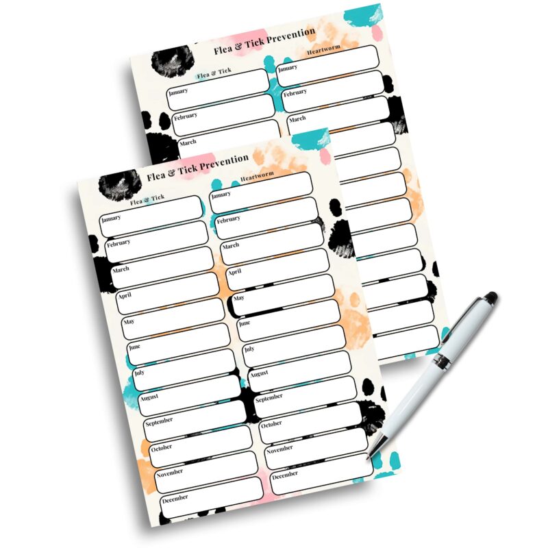 A5 parasite prevention tracker for flea tick heartworm