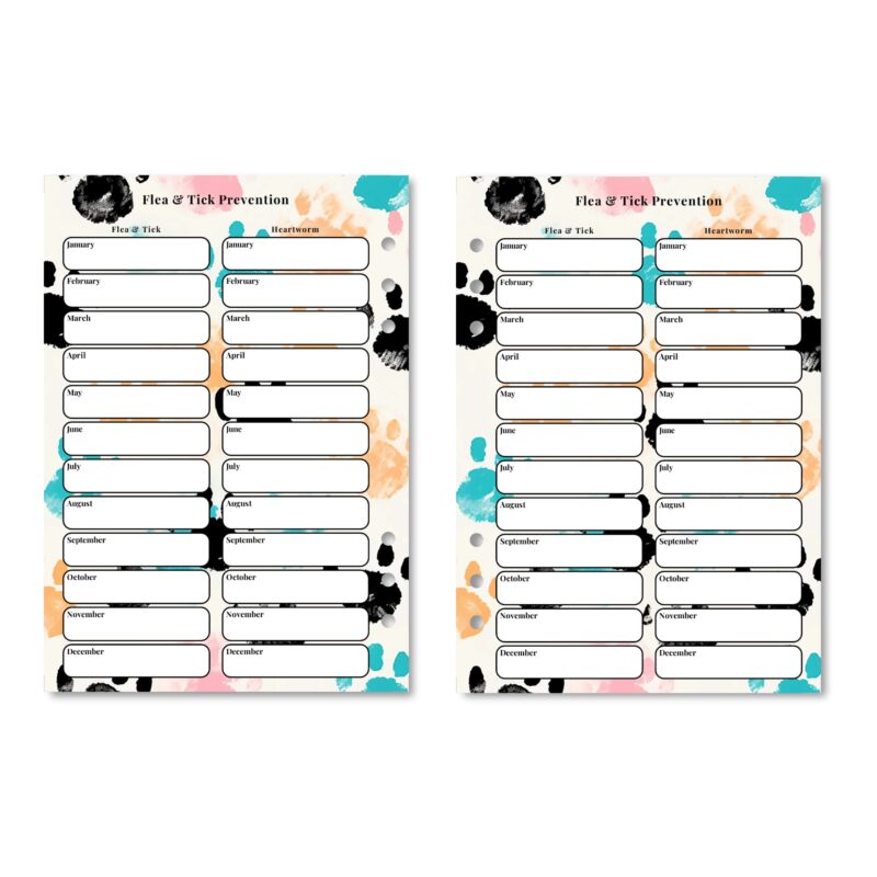 Two‑page prevention tracker in planner binder