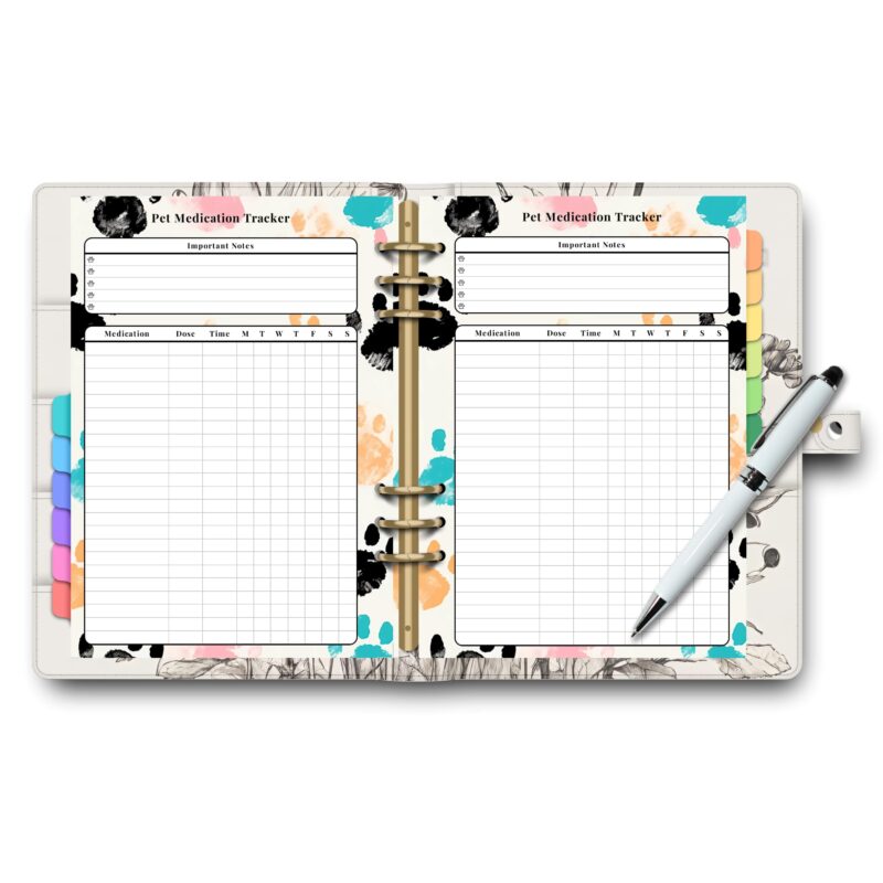 Printable pet medicine log with next due section