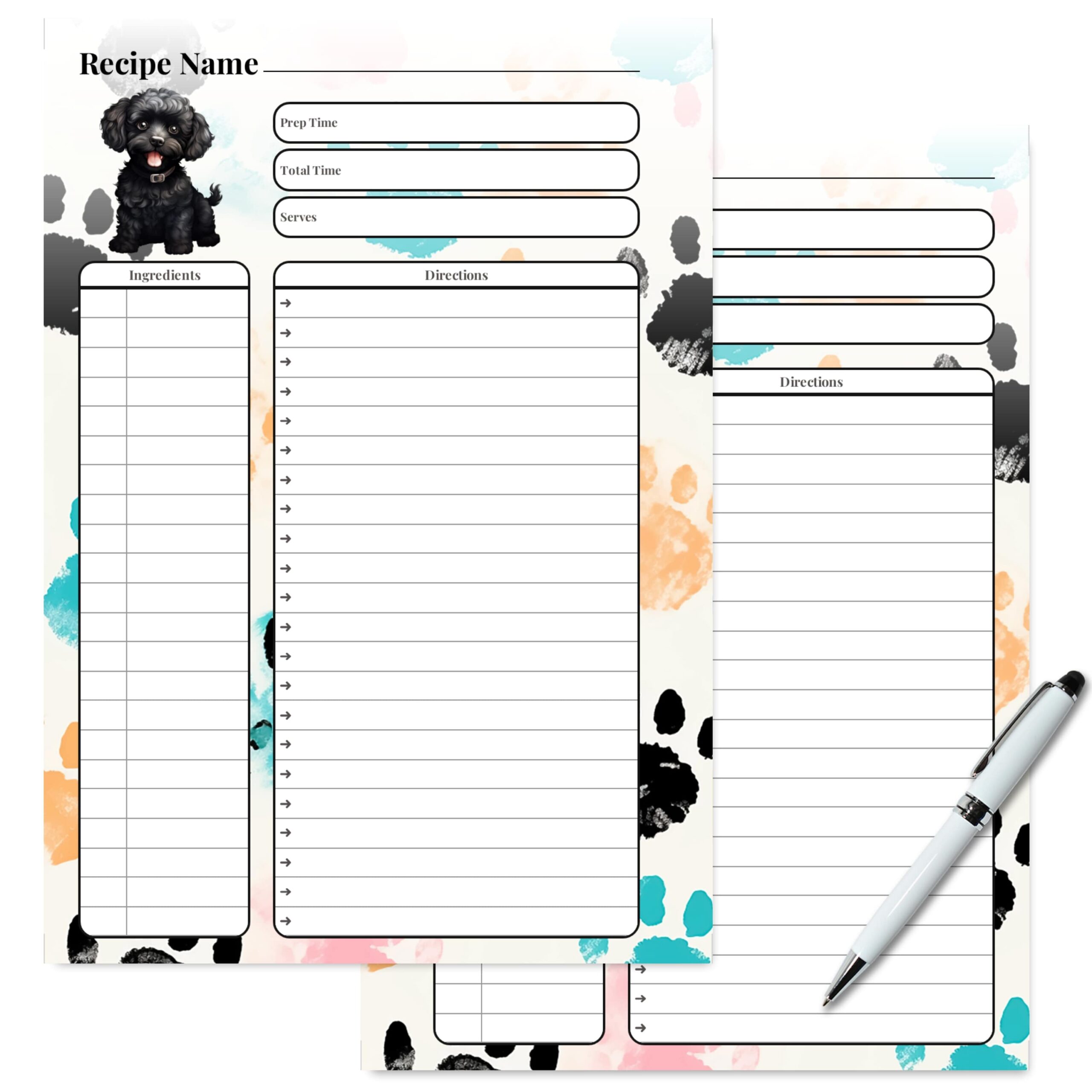 Pet Recipe Planner with ingredients and directions fields