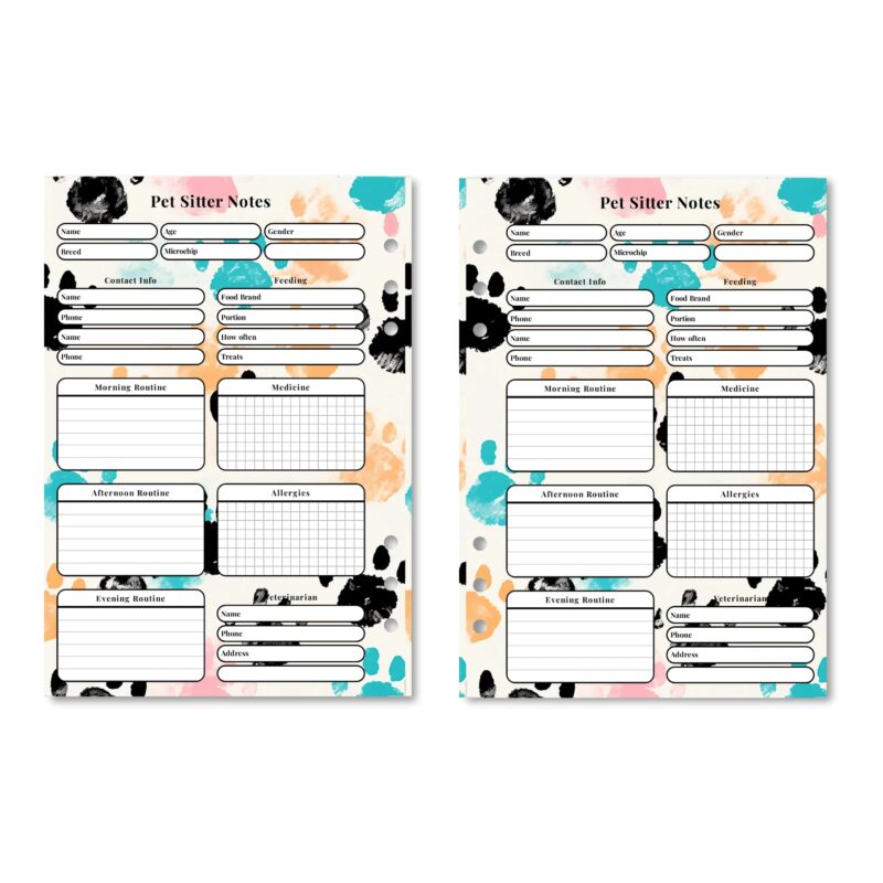 Printable pet sitter checklist with emergency contacts
