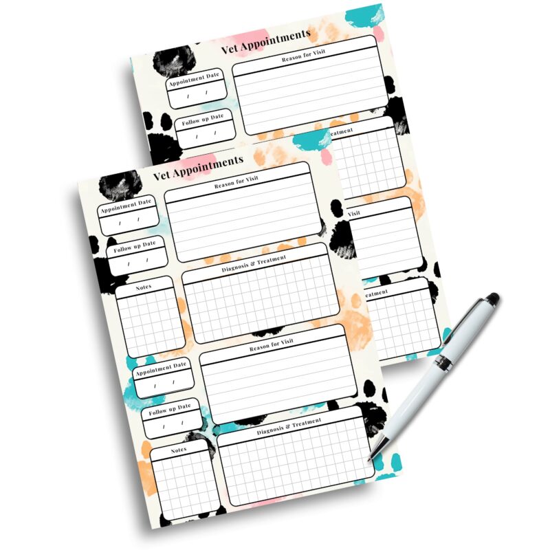 Veterinary visit tracker for dates and follow ups