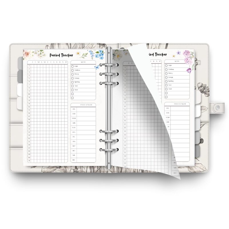 Monthly period tracking sheet for planners