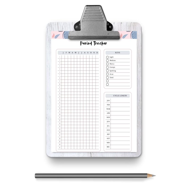 A5 period log printable in a planner binder