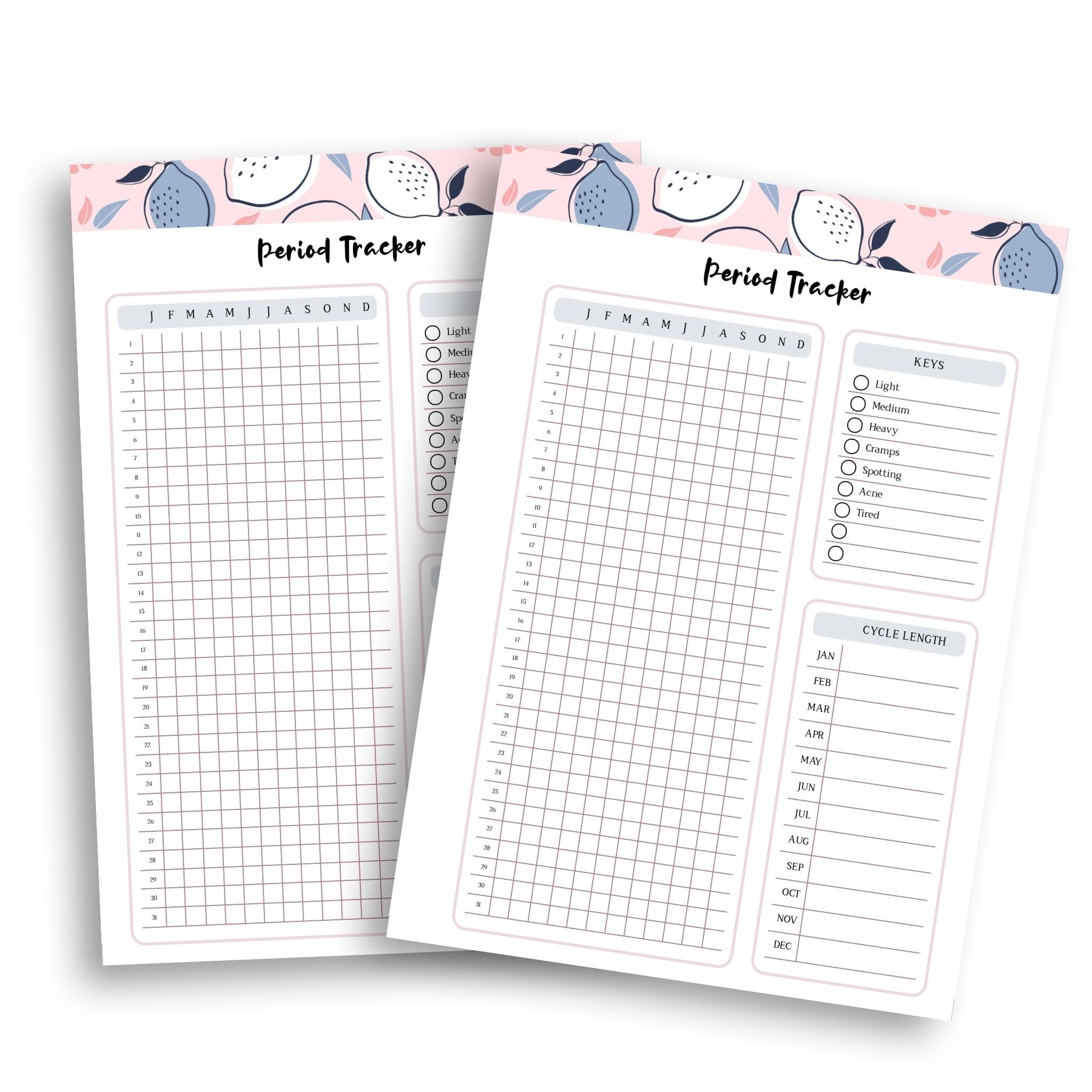 A5 Period Tracker Planner Insert monthly grid view