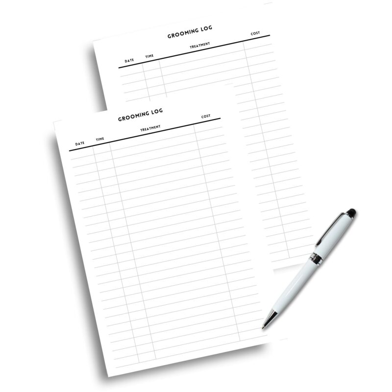 A5 grooming appointment tracker with next due section