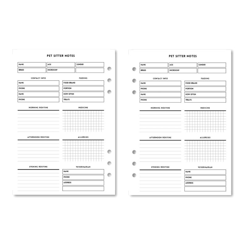 Printable pet sitter checklist with daily routines