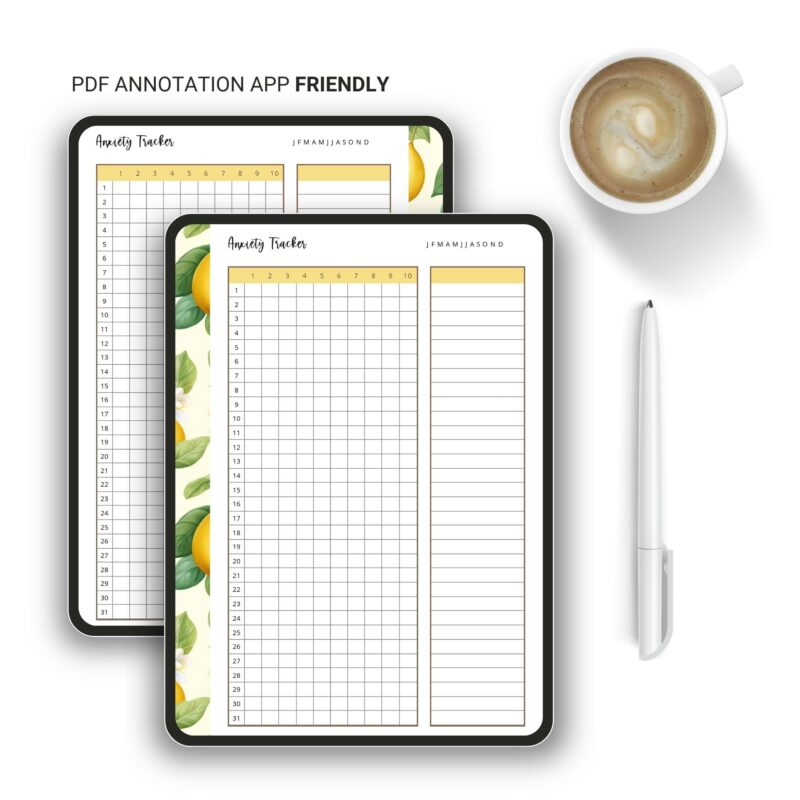 Instantly downloadable anxiety tracker PDF