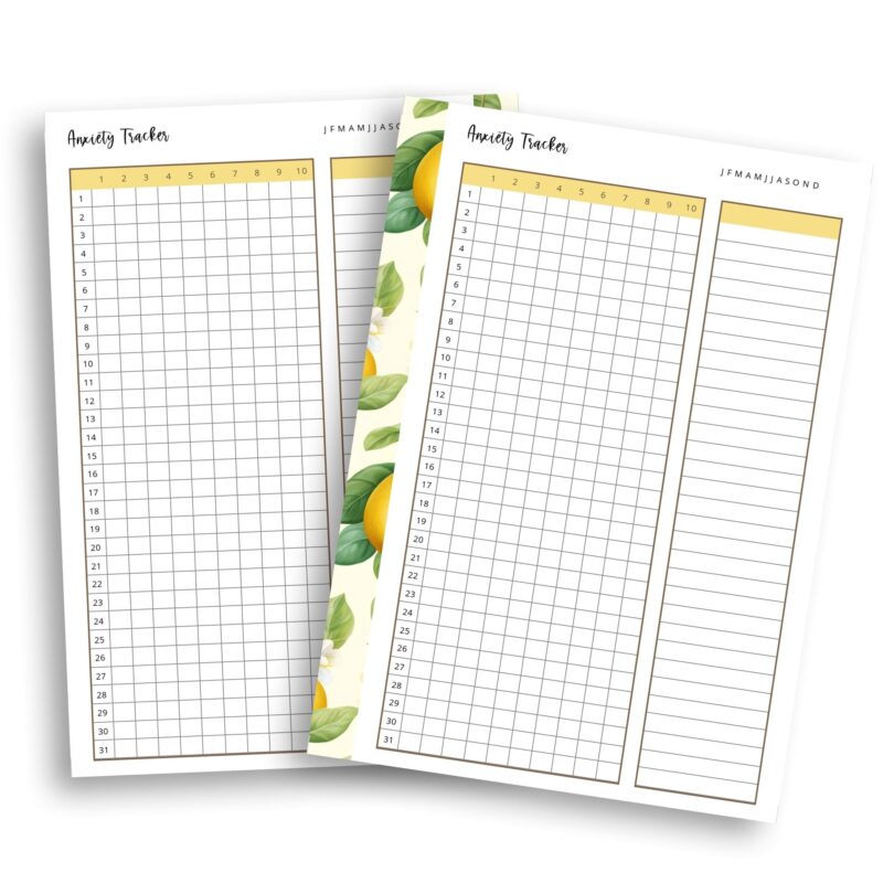 Daily anxiety tracker printable for A5 planners