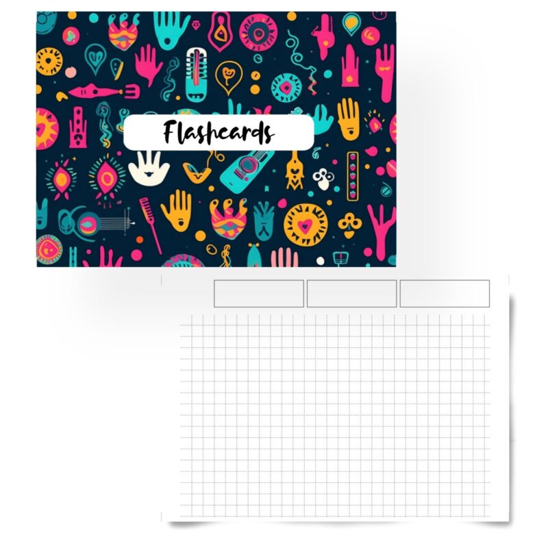 Flashcard notepad printable study aid with colorful cover