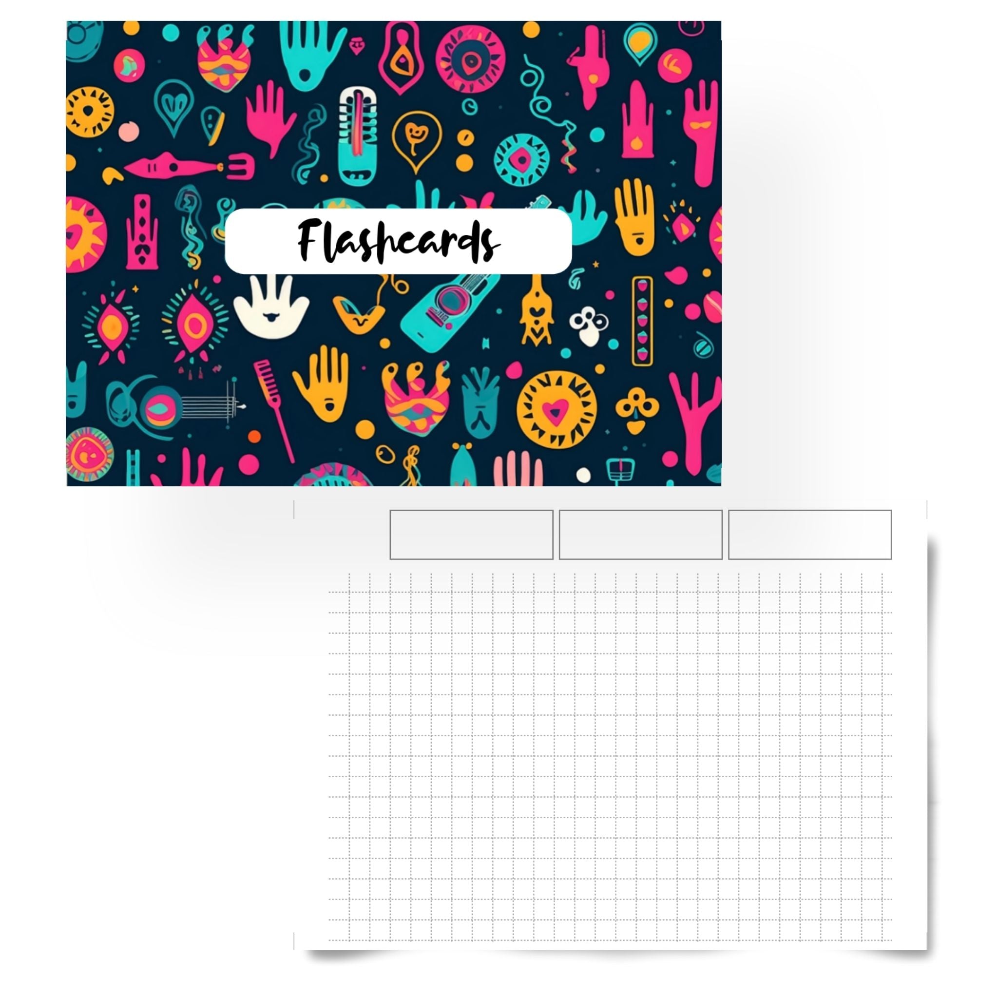 Flashcard notepad printable study aid with colorful cover